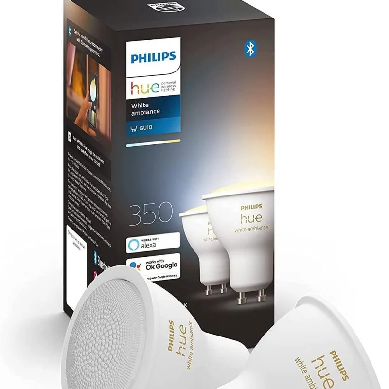 Смарт LED луничка Philips Hue GU10, White, 350 lm, dimmable, double pack