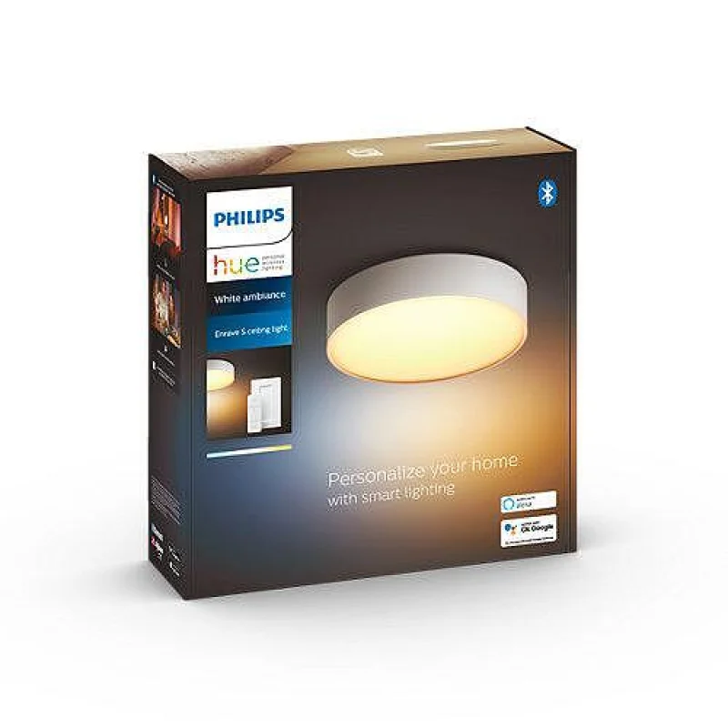 Philips HUE Плафониера Enrave S, 9.6W, White Ambiance (Цвят: Бял)