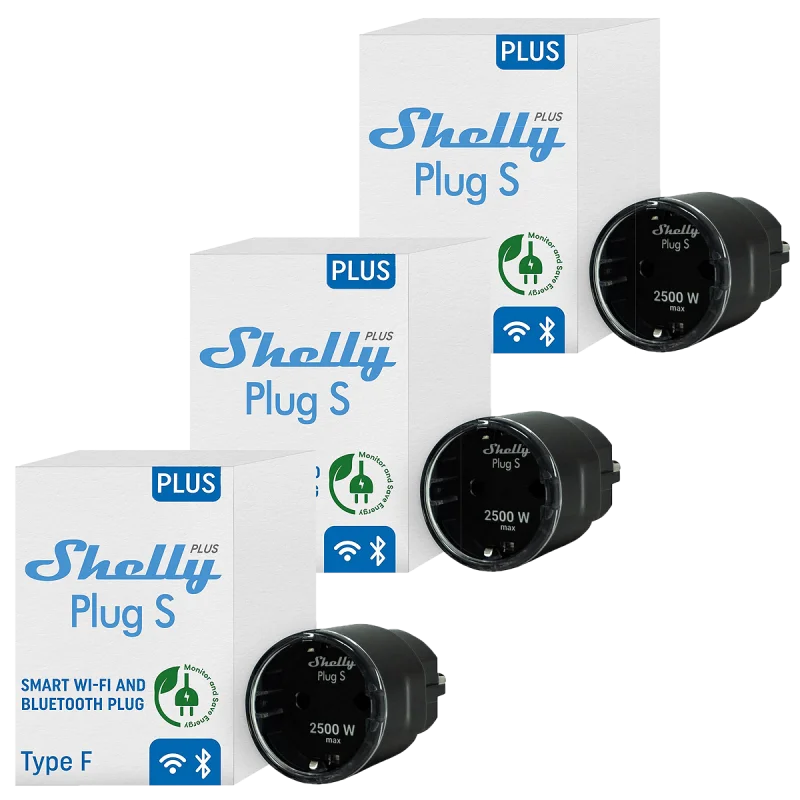 Промо пакет Shelly смарт плъг Shelly Plus Plug S 3 бр.