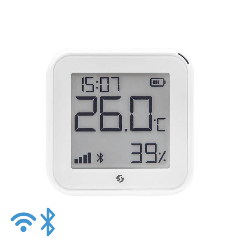 Смарт Wi-Fi сензор с дисплей за температура и влажност Shelly H&T Gen3, бял