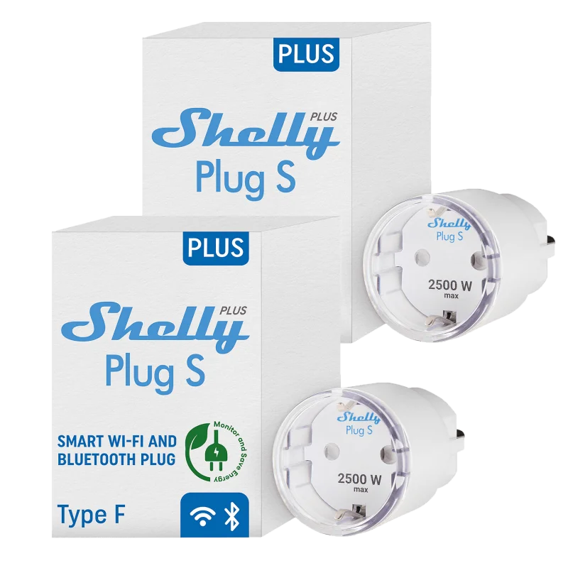 Промо пакет Shelly смарт плъг Shelly Plus Plug S 2 бр. черни