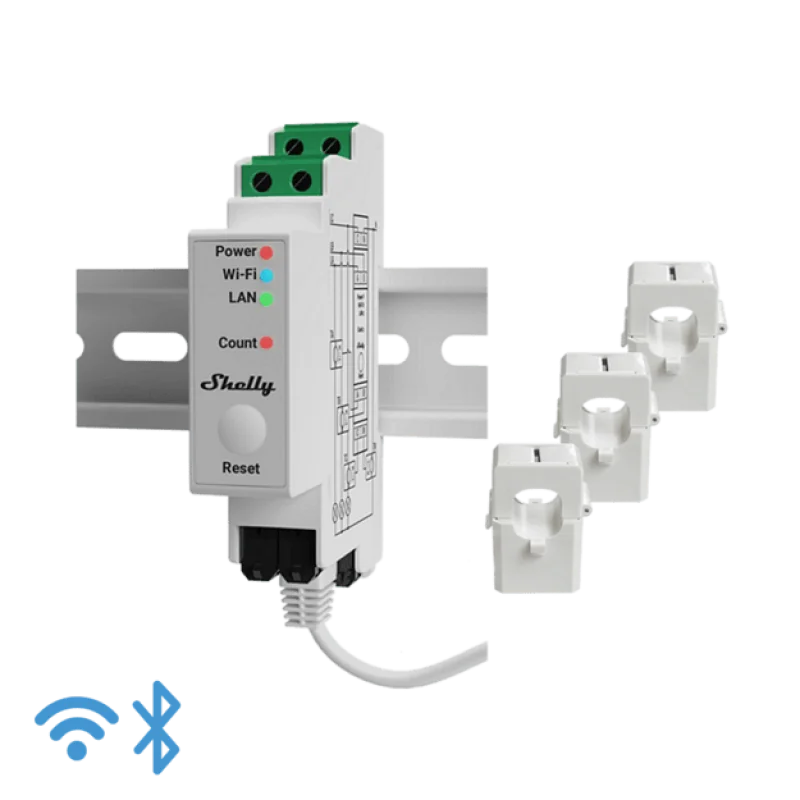 Смарт Wi-Fi електромер с 3 фази Shelly Pro 3EM - 120A