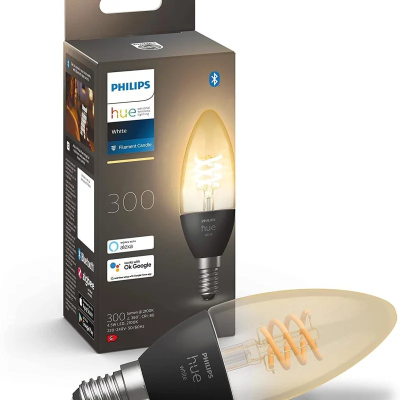 Philips Hue White E14 Candle Filament, 300 lm, Single Pack