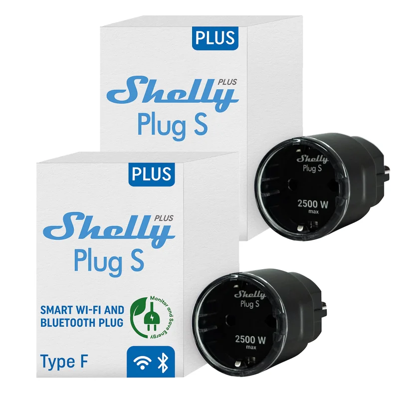 Промо пакет смарт плъг Shelly Plus Plug S 2 бр. черни