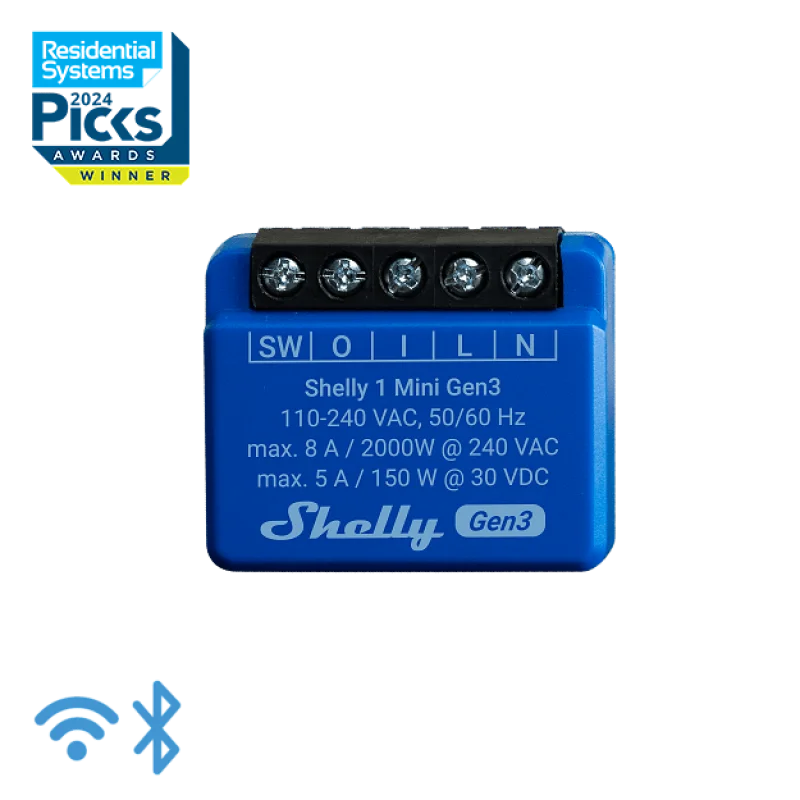 Смарт Wi-Fi реле Shelly 1 Mini Gen3 със сух контакт