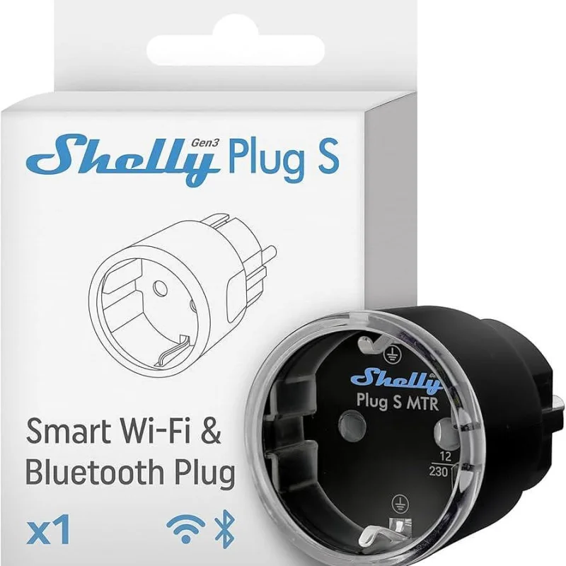 Смарт Wi-Fi плъг Shelly Plug S Gen3 Matter, черен
