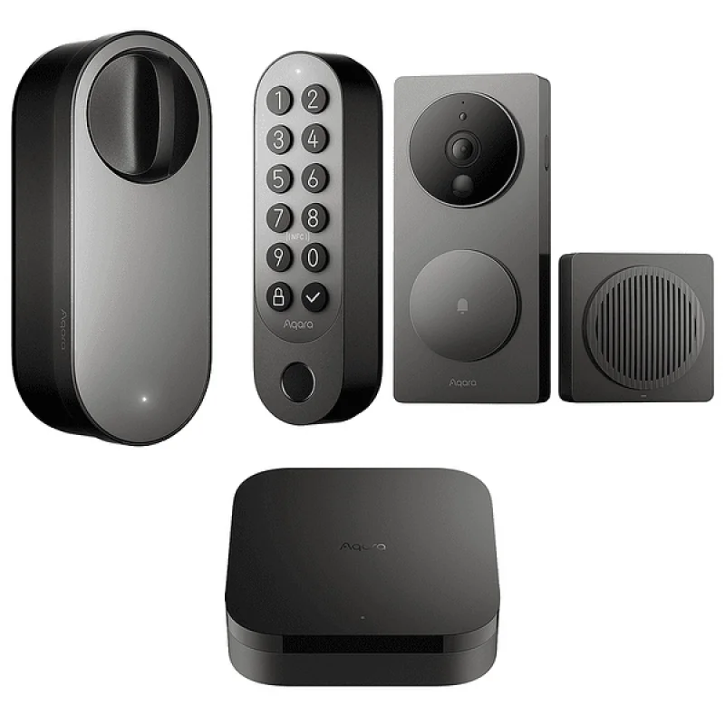 Промо пакет Aqara смарт ключалка Aqara U200 черна + смарт хъб Aqara Smart Hub М3 + смарт видео звънец Aqara G410 черен