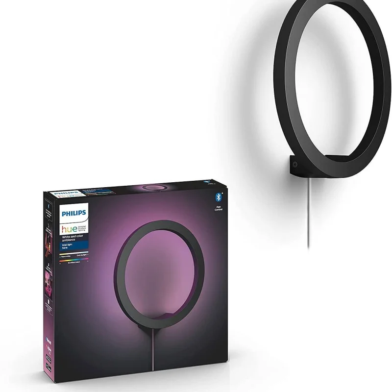 Стенна лампа Philips Hue Sana Wall Black, 20W, 24V, черна (HomeKit)