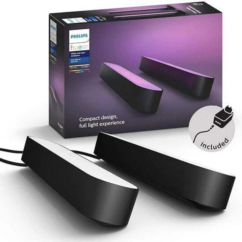 Смарт светлинни панели Philips Hue (HomeKit, Google, ZigBee), 2 бр. RGB, 2x500lm, 2x6.7W, черни