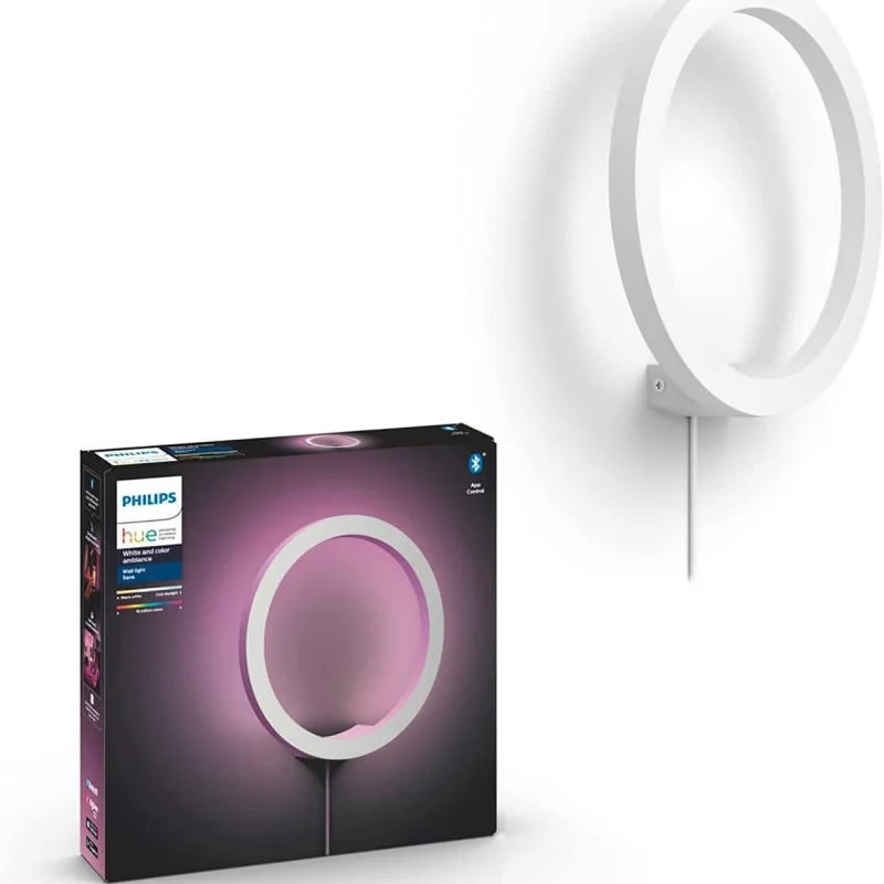 Стенна лампа Philips Hue Sana Wall Black, 20W, 24V, черна (HomeKit)