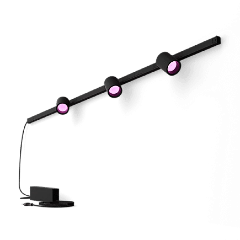 Philips Hue Perifo - комплект за стена - шина, захранване и три спота, RGBW (Цвят: Бял)